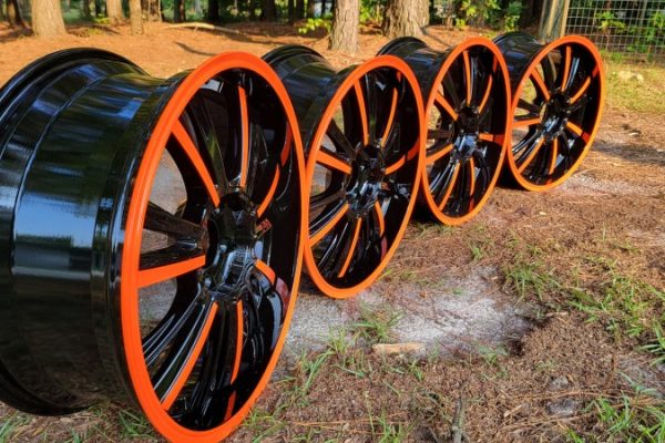 Gloss Black and Orange Wheels